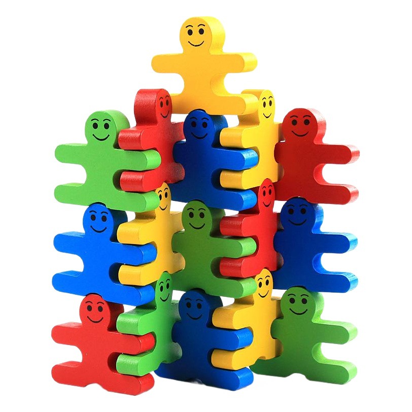 Parent-Child Early Education Teaching Aids Children's Gifts Wooden Educational Toys Balance Little Man Building Blocks Game Stacking Music