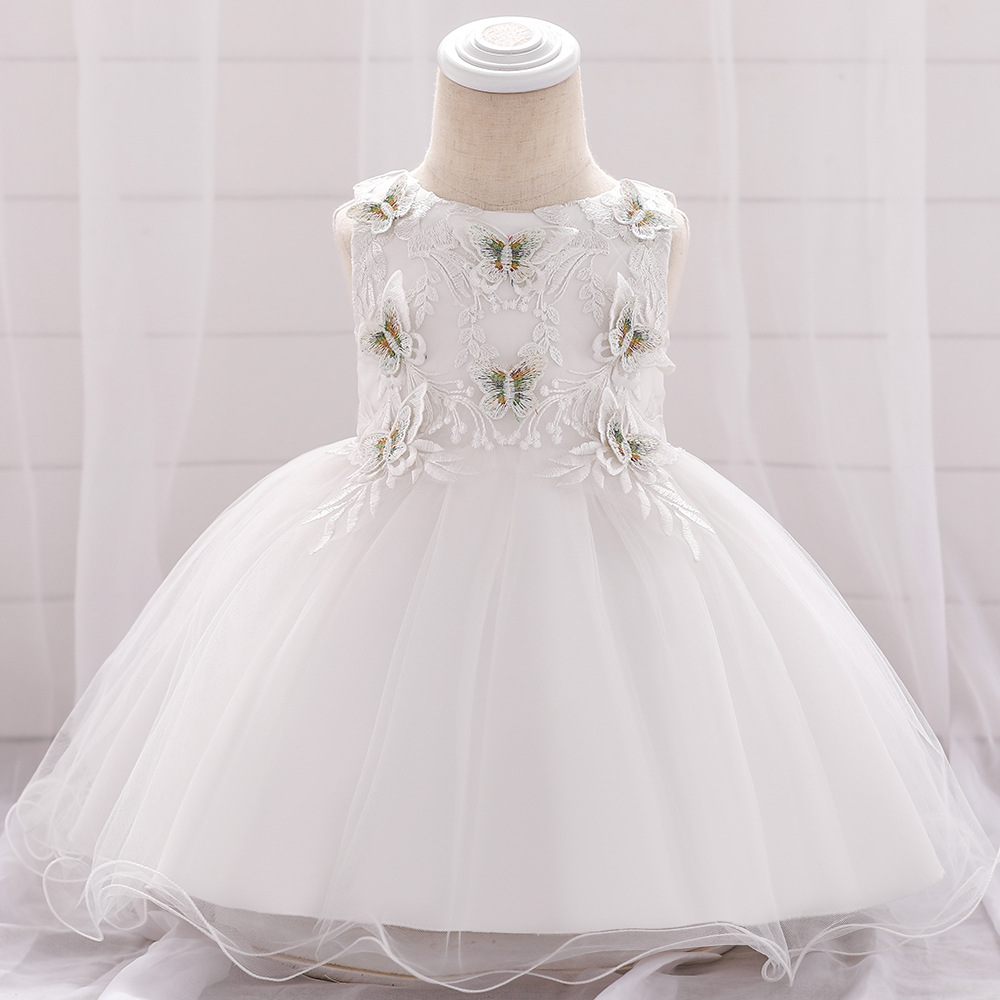 Picture of 2024 cross-border one-year-old dress baby princess dress girl's full moon dress butterfly embroidered cotton-lined pettiskirt