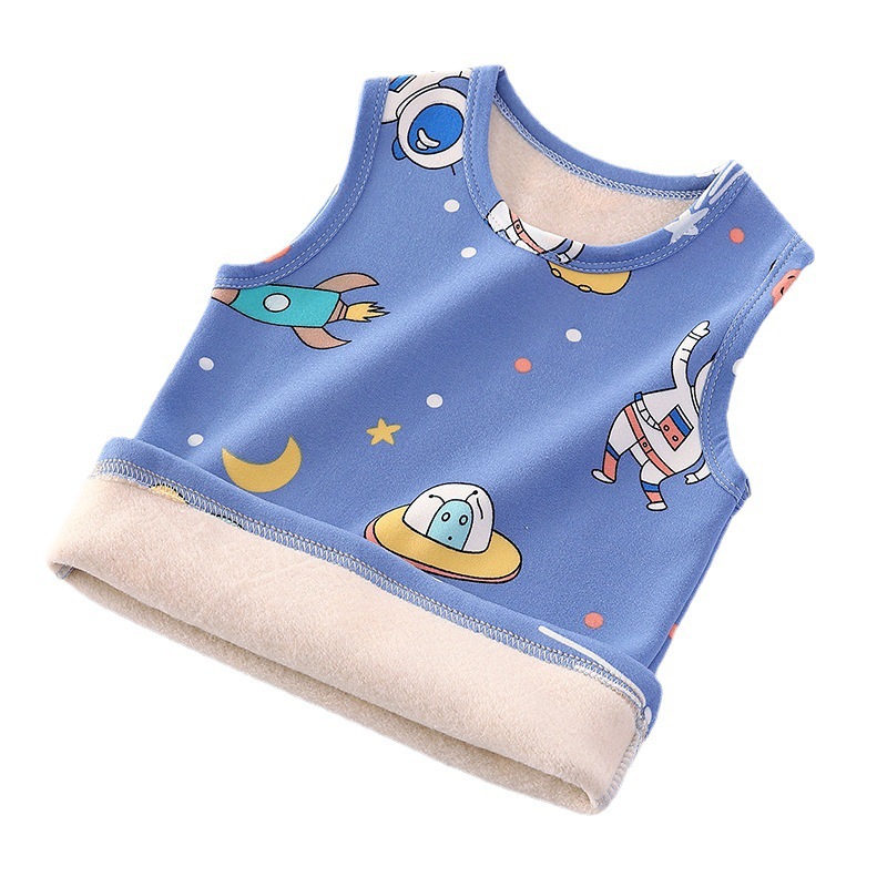 Picture of Children's fleece-lined Vest for Autumn and Winter 2024 Boys and Girls Thickened Warm Base Vest Children's Vest Baby Sleeveless Corner
