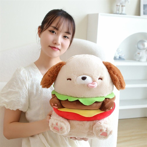 Picture of Cute creative hamburger dog doll Internet celebrity plush toy