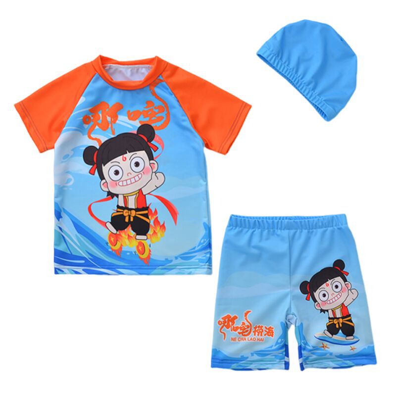 Picture of Mermaid Kidsren's Swimsuit Girl Fashionable Winged Princess One-Piece Swimsuit Long-Sleeved Sun Protection Swimsuit Summer
