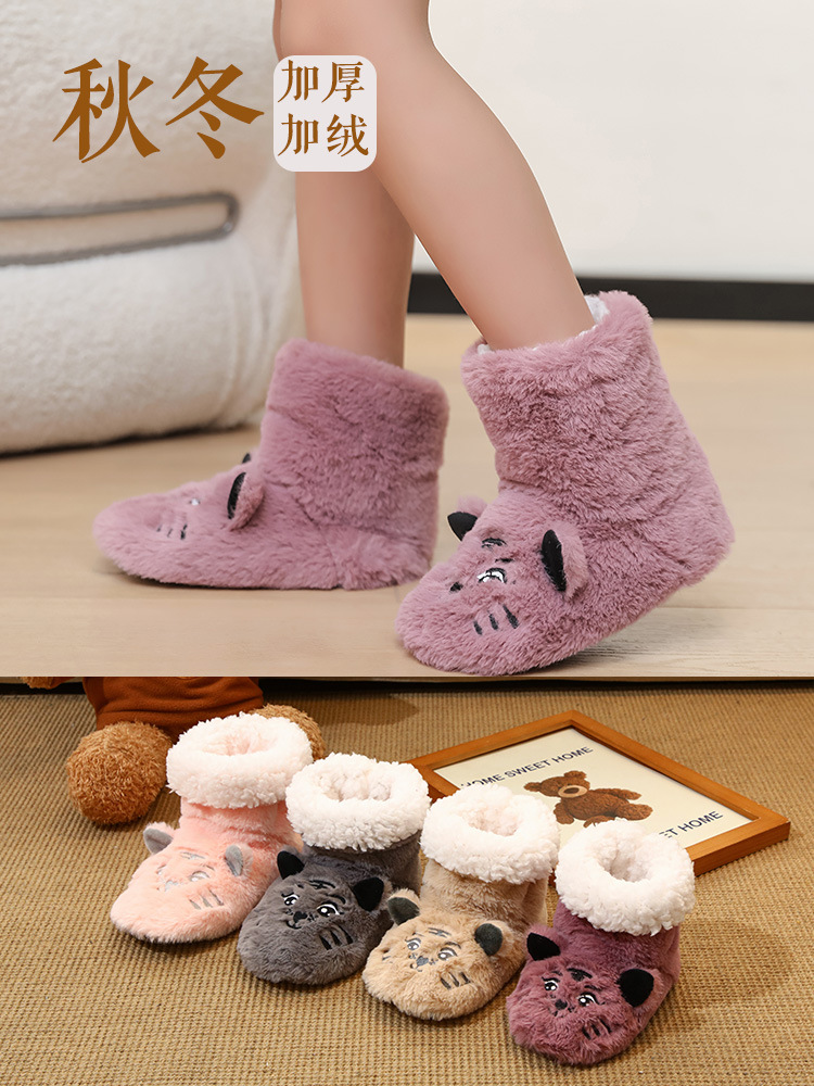Autumn and Winter Children's Floor Socks Baby Indoor Home Toddler Socks fleece-lined Thickened Baby Non-Slip Shoes Socks Shoes Cotton Shoes