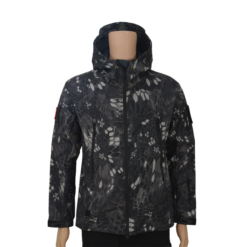 Picture of Shark skin soft shell jacket men's winter fishing clothing waterproof fleece riding mountaineering clothing breathable windproof coat autumn