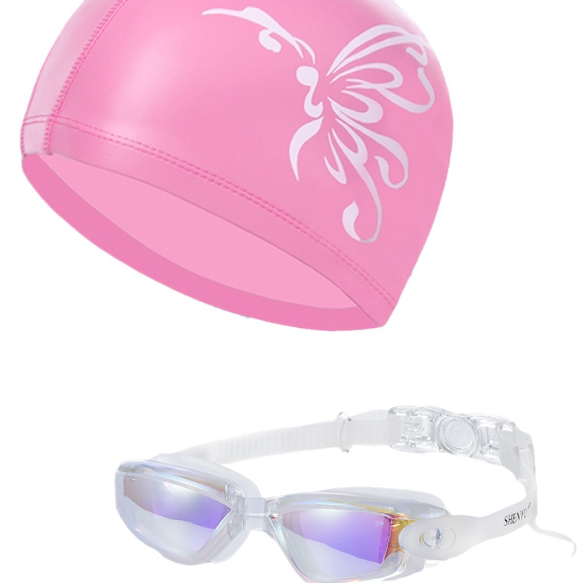 Picture of Amazon swimming goggles swimming cap nose clip earplug HD waterproof anti-fog large frame men's and women's swimming equipment goggles 7001