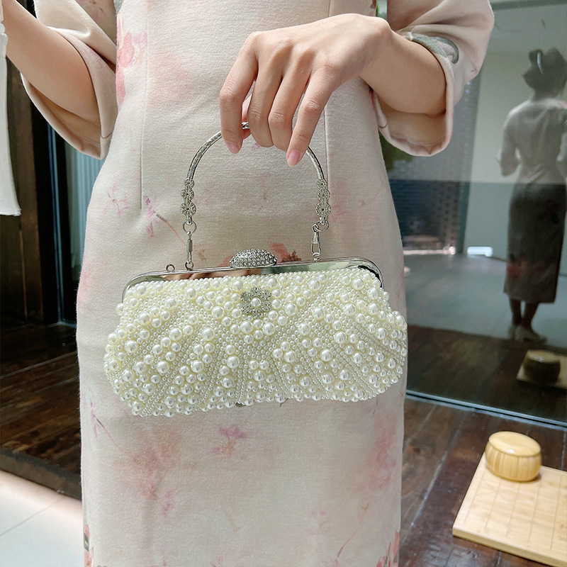 Cross-Border Supply 2025 New Pearl Bag Banquet Clutch Bag Beaded Women's Bag Evening Bag Dress Bag Factory Direct Sale