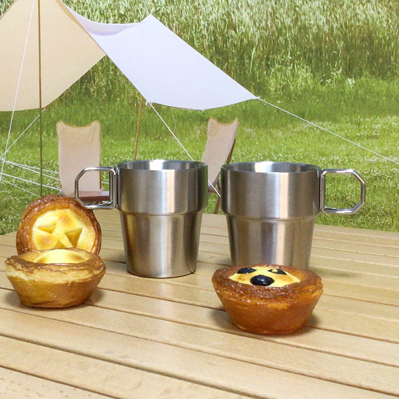 Picture of 304 stainless steel double-layer cold insulation coffee cup engraved logo can be stored outdoor anti-drop set tea cup water Cup