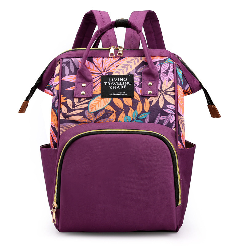 Picture of Manufacturer Wholesale Printed Backpack Mommy Bag Multifunctional Large Capacity Outing Mother and Baby Backpack Bottle Bag Portable Hook