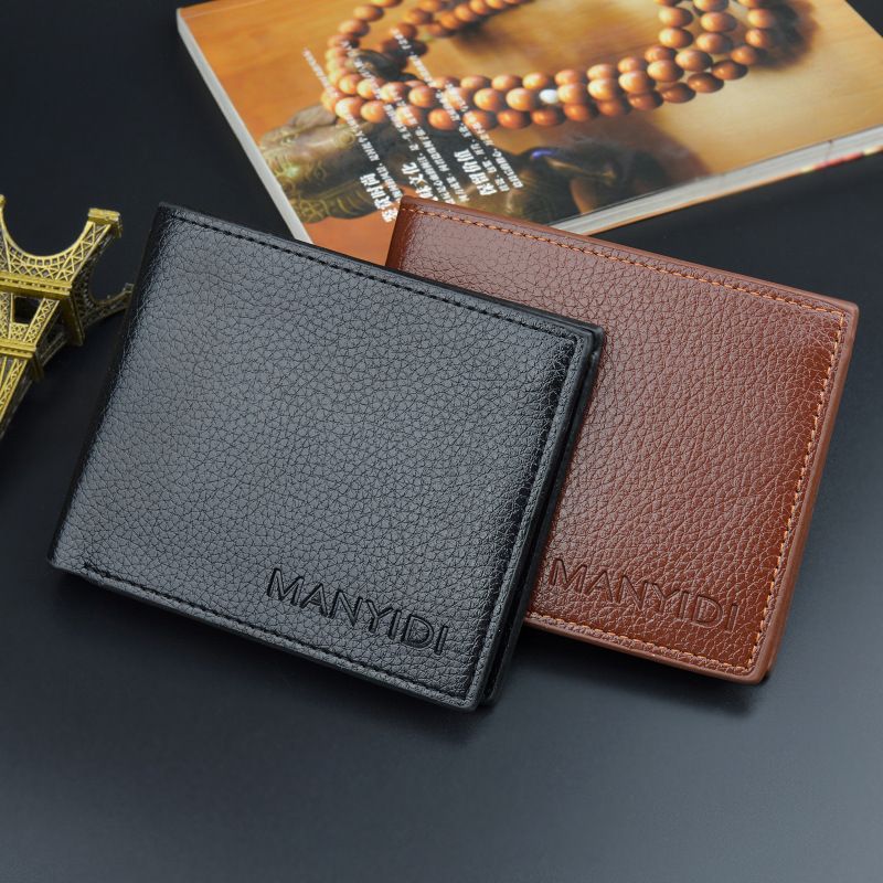 Picture of New wallet short men's driver's license thin wallet 30% discount horizontal business casual litchi pattern retro soft wallet