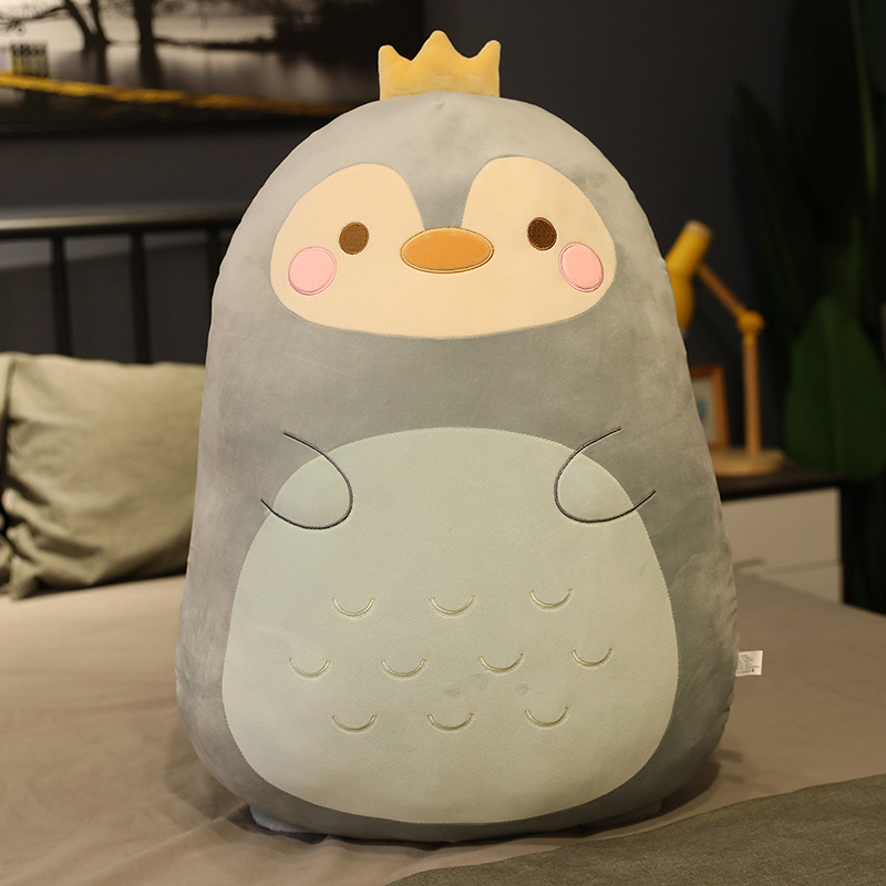 Picture of Cartoon Crown Animal Dinosaur Penguin Chubby Pillow Home Big Pillow Bear Plush Doll Message Vacuum