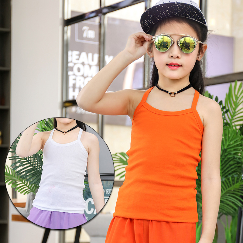 Children's Cotton Boys' I-shaped hurdle girls' small camisole children's underwear summer girls' bottoming shirt