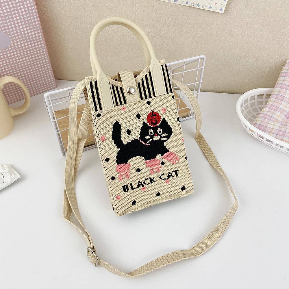 Picture of Shoulder Crossbody Mobile Phone Bag Cute Knitted Hand Bag Cartoon Large Capacity All-match Coin Purse Handbag Wholesale