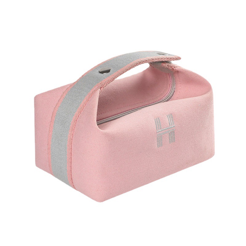 Picture of Portable Waterproof Canvas Cosmetic Bag High-value Large-capacity Toiletry Bag Cosmetics Internet Celebrity Portable Solid Color Storage Bag