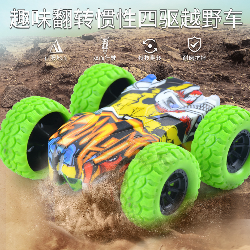 Picture of Children's four-wheel drive inertia double-sided graffiti off-road vehicle simulation off-road Boy gift stunt model anti-Fall Toy