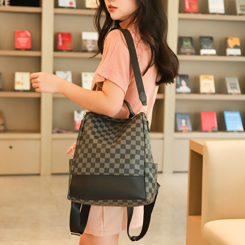 Picture of High-value Plaid Anti-theft Women's Backpack 2023 New Large Capacity Three-use Backpack Women's All-match Lightweight Bag