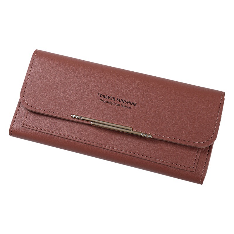 Japanese and Korean New Long Women's Wallet Solid Color Simple Letter Multi-Card Large Capacity Student Zipper Clutch Bag for Women