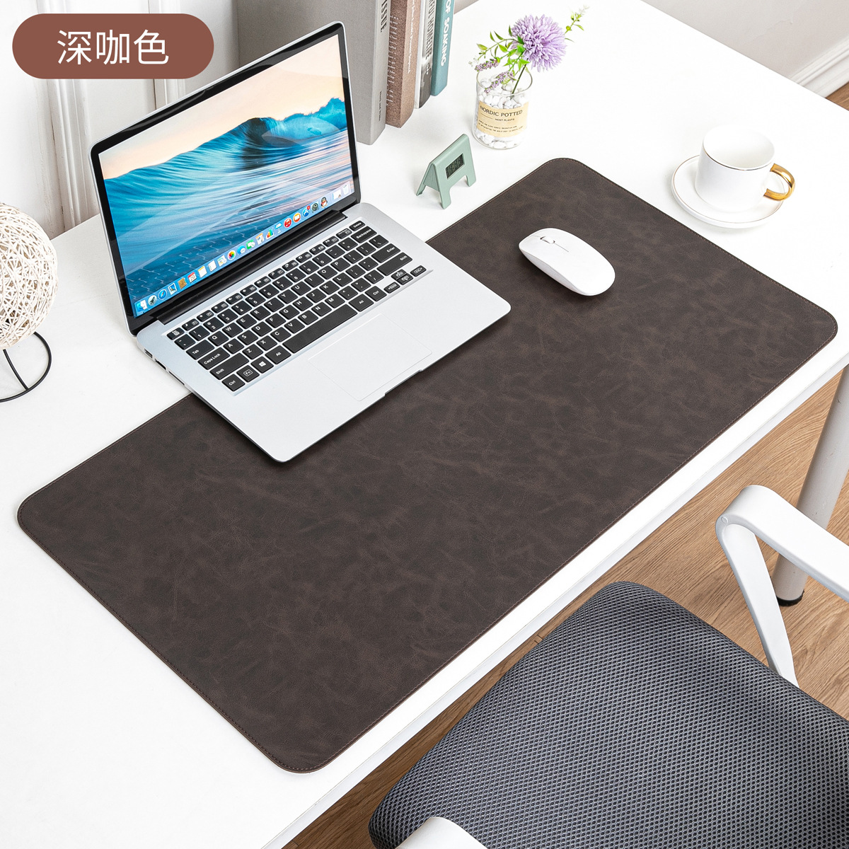 Picture of Skin-feeling Crazy Horse Leather Table Mat Leather Pattern Mouse Pad Custom Oversized Office Computer Mat Leather Learning Desk Mat