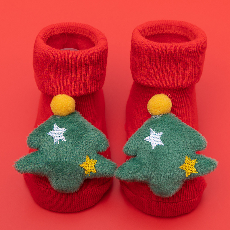 Picture of Newborn baby baby terry socks autumn and winter thick non-slip Christmas socks toddler red floor socks wholesale