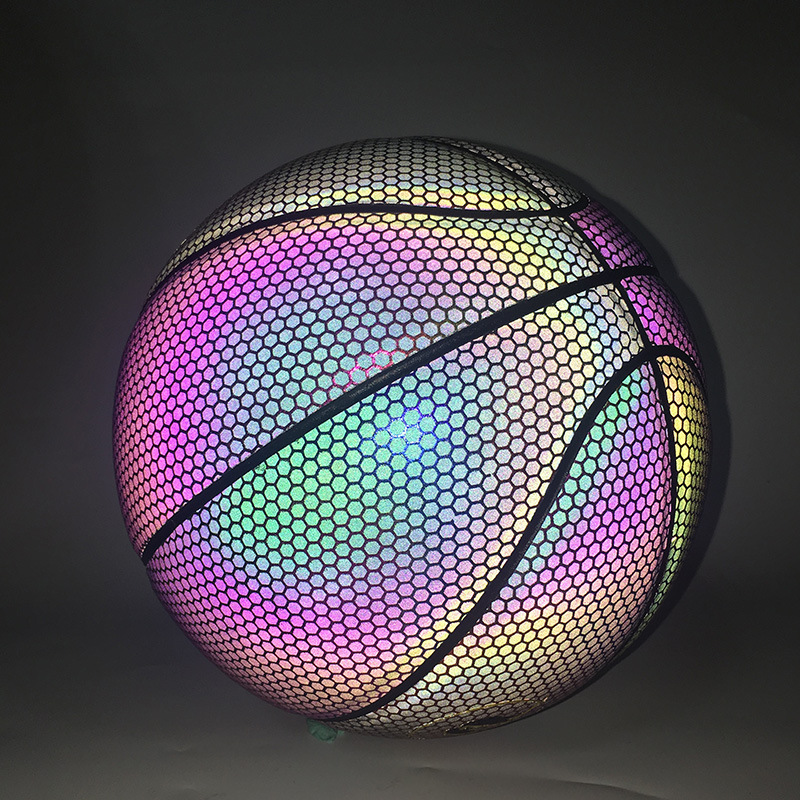 Picture of Cross-border reflective basketball trembles luminous luminous color pu moisture absorption 7 adult ball manufacturers customized a generation of hair