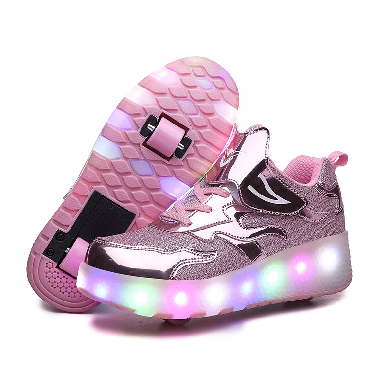 Picture of Cross-border foreign trade helos shoes LED ultra-light luminous charging pulley two-wheel light shoes for boys and girls ice skates invisible