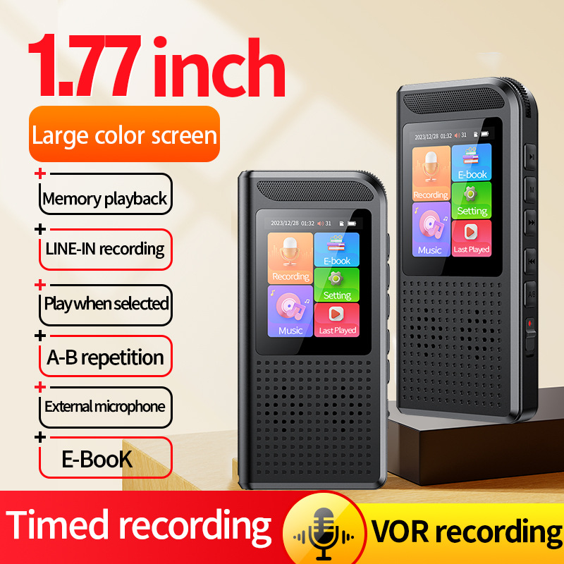 Cross-Border Preferred Voice Recorder Manufacturer Direct Sales Support Overseas Orders One-Click Recording Internal Recording and External Plug-In Microphone Voice Control