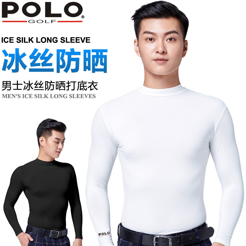 Polo Golf Golf Clothing Men's Long-Sleeved T-Shirt Sun Protection Clothing Ice Silk Bottoming Shirt Quick-Drying