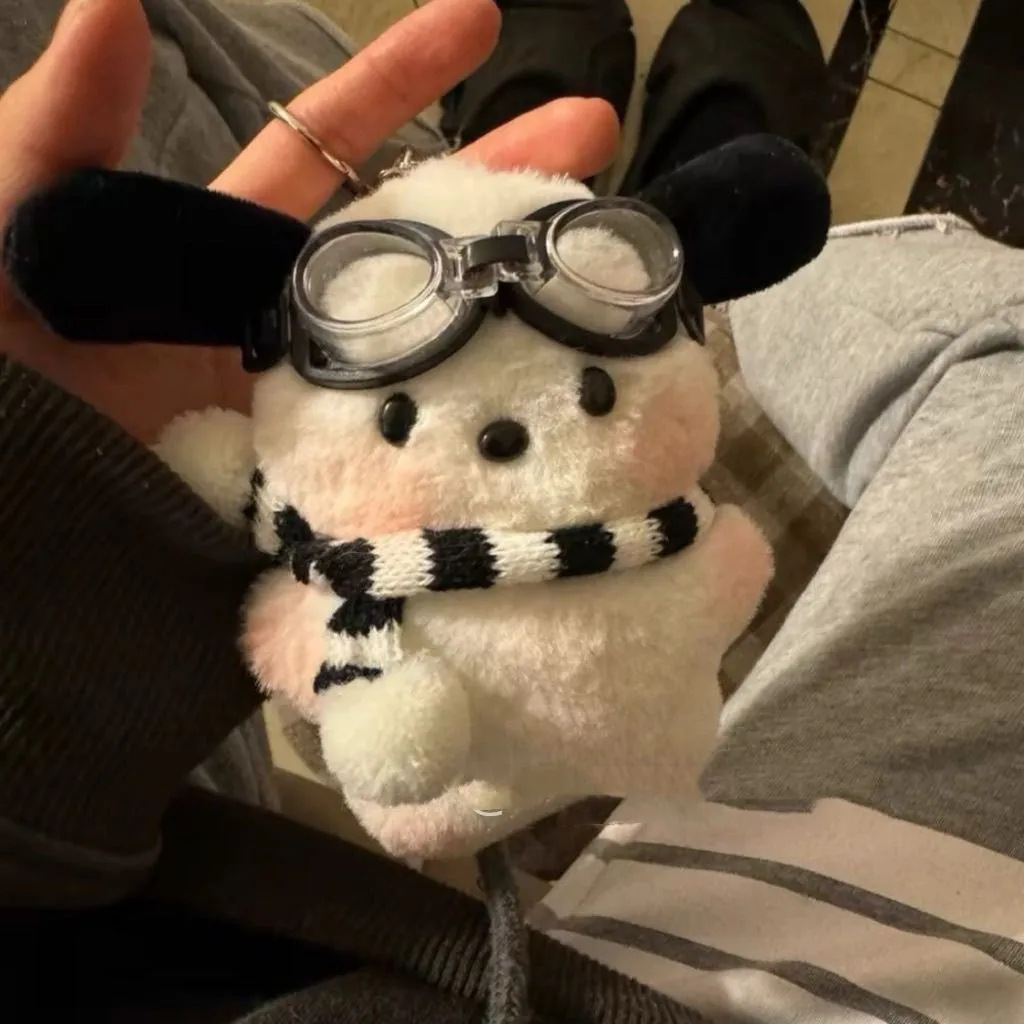 Cyber Celebrant Pilot Blush Swimming Goggles Pacha Dog Doll Plush Doll Keychain Girl Heart Bag Pendant Gift