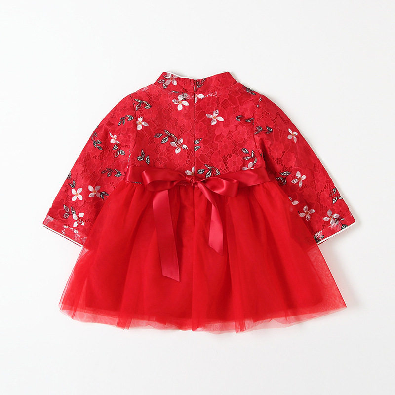 Picture of 2025 autumn new baby girl cheongsam ancient costume Chinese style little girl dress puffy yarn princess dress 9252
