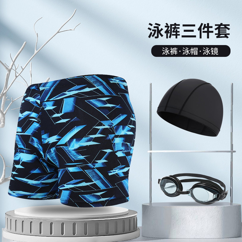 Picture of Explosions swimming trunks adult men's plus size anti-embarrassment boxer men's printing beach hot spring swimming trunks factory wholesale