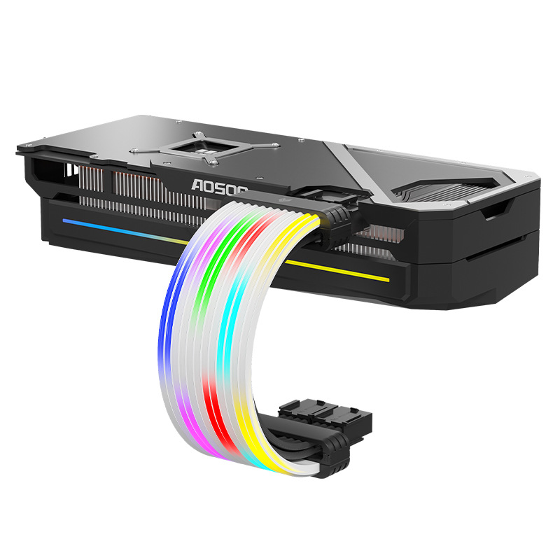 Picture of Kuyue neon extension cord computer decoration ARGB graphics card 16 motherboard 24pin meteor lighting effect neon color hair