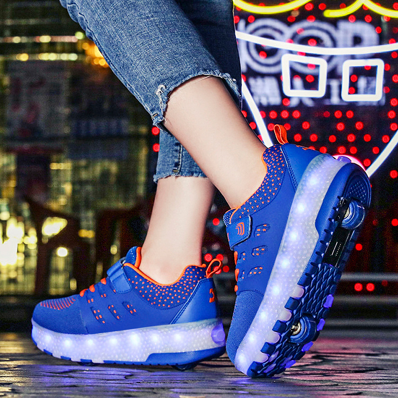 Picture of E-Commerce walking shoes boys and girls adult roller skating shoes ultra-light wheel shoes with switch LED light shoes
