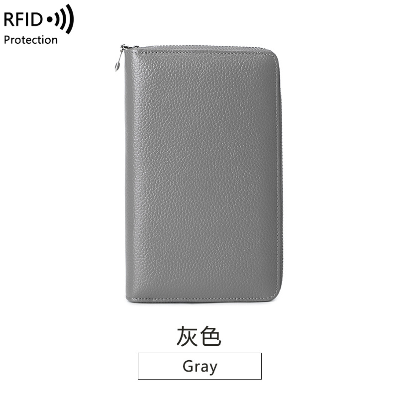 Picture of Wallet leather new RFID litchi pattern long Passbook bag multi-functional ID bag large capacity clutch