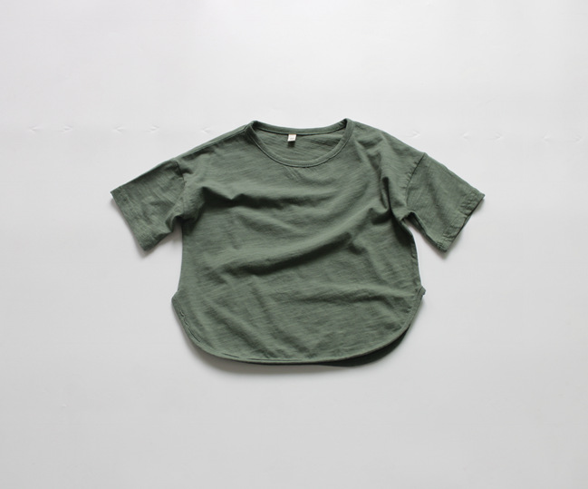 Picture of Spring Pure Color Kidsren's Bottoming Shirt Korean Style Girls T-Shirt Round Neck Loose Boys Summer Top Short-Sleeved Cotton Dropshipping