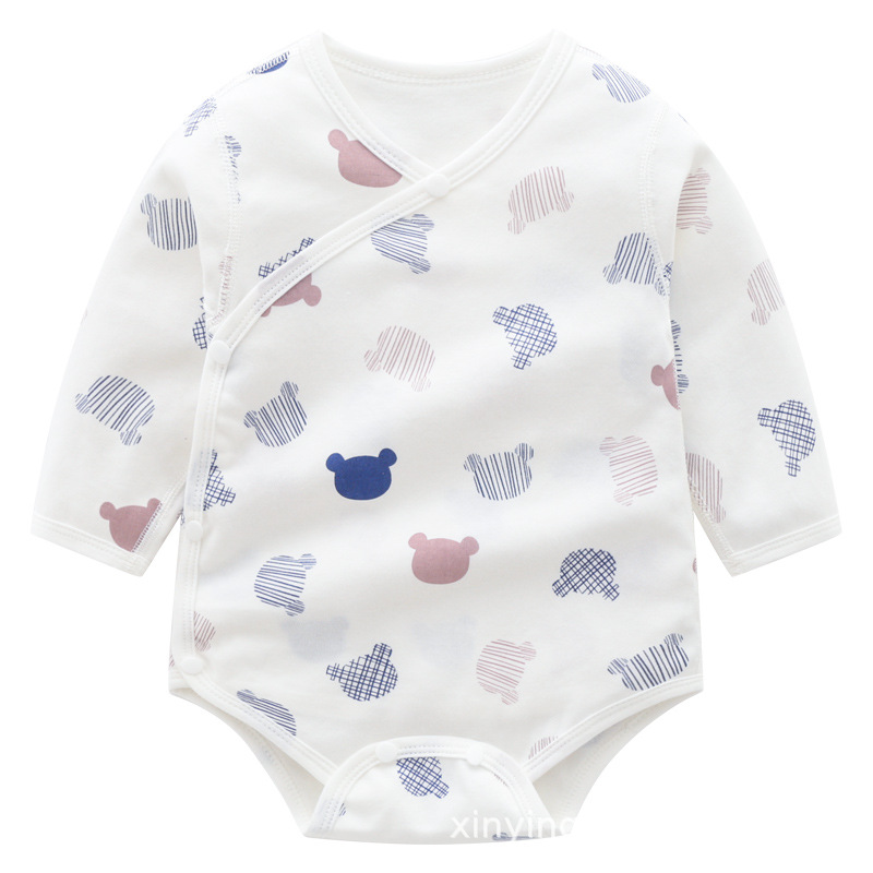 Picture of Factory wholesale autumn and winter new baby clothes cotton long sleeve children's jumpsuit boneless partial open fart clothes