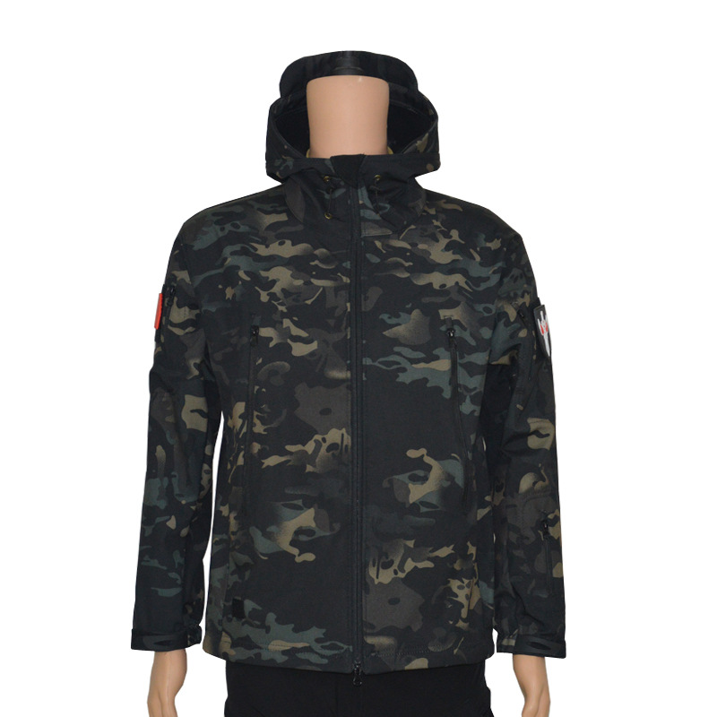 Picture of Shark skin soft shell jacket men's winter fishing clothing waterproof fleece riding mountaineering clothing breathable windproof coat autumn