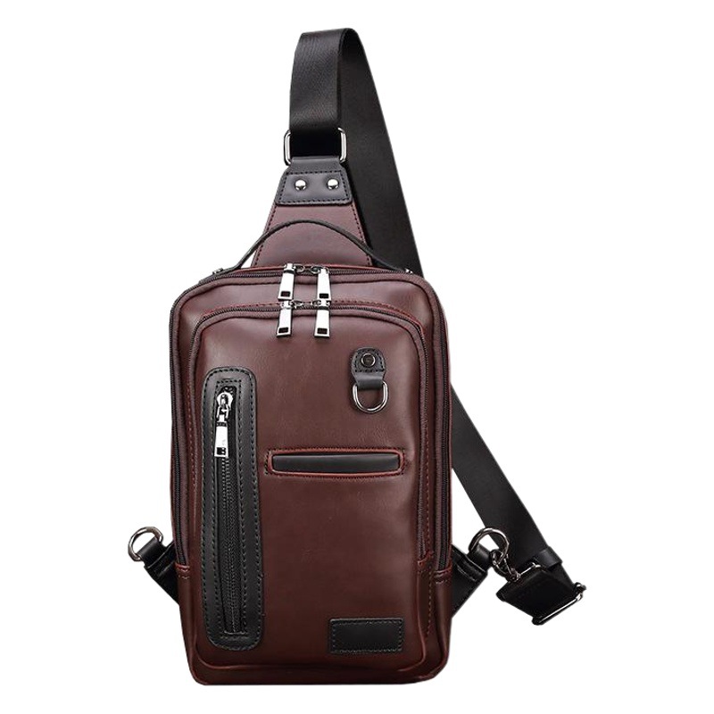 2025 New Men's Bag Fashion Casual New Men's Shoulder Bag Crossbody Crazy Horse Leather Chest Bag Manufacturer Wholesale
