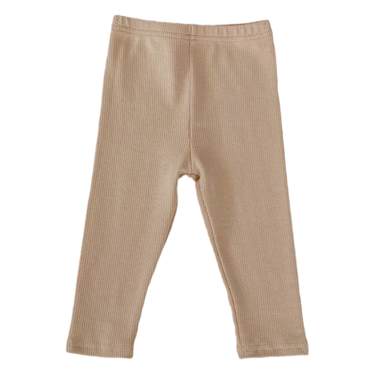 Ins 2025 New Autumn Clothing for Infants, Boys and Girls, Solid Color Pattern Threaded Versatile Cotton Mid-Waist Leggings