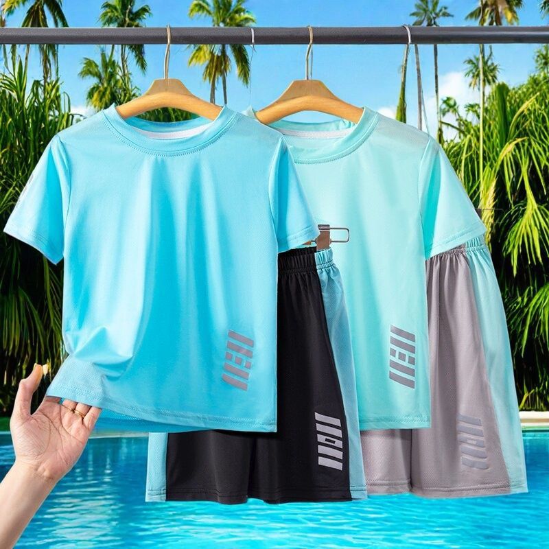Children's Clothing Children's Quick-drying Clothes Summer Boys' Short-sleeved Base Shirt T-shirt Primary School Students' Performance Basketball Clothes Summer Clothes