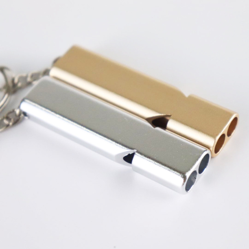 Picture of Training Pigeon Whistle Cross-border Flat Aluminum Alloy Dual-frequency Survival Whistle Dual-tube Outdoor Survival Whistle EDC Equipment
