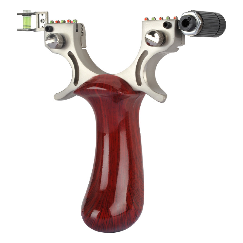 Picture of New Dragon-chasing Laser Infrared Fast-pressing Free-tying Elastic Frame New Imitation Solid Wood Pattern Outdoor Competitive Slingshot