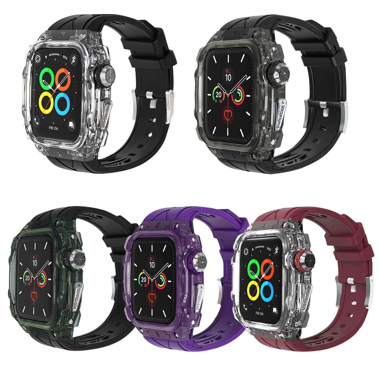 For Apple Watch Strap Super Running Color Transparent Black appleiwatch9876 One Strap 44/45mm