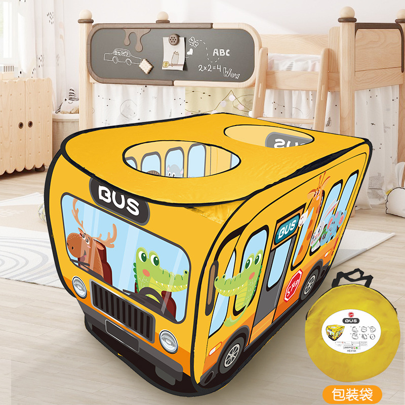 Picture of Children's cartoon bus indoor tent automatic pop-up skylight tent outdoor picnic toy Interactive Game House