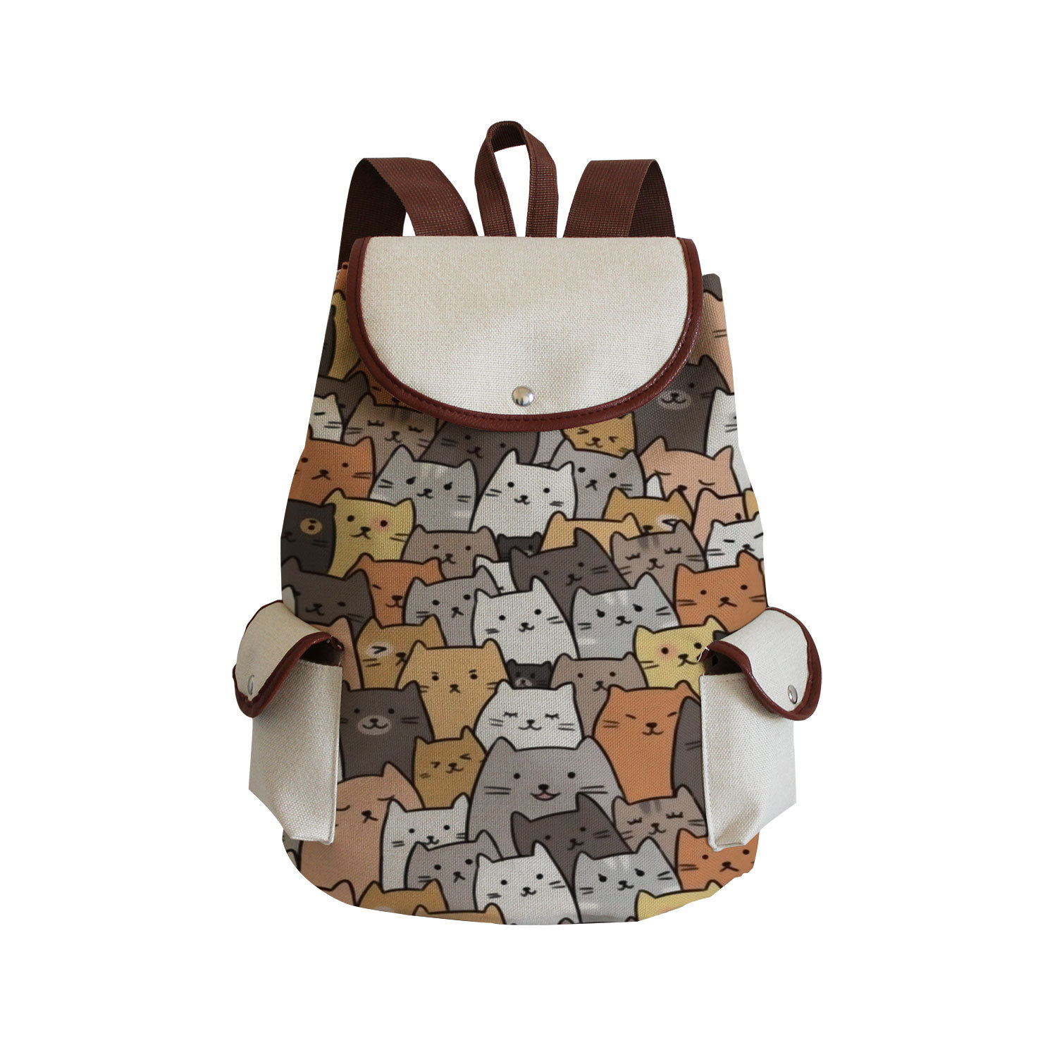 Picture of 2022 Cartoon Cute Backpack New Student Schoolbag Fashion Cat Group Printed Travel Backpack to Set