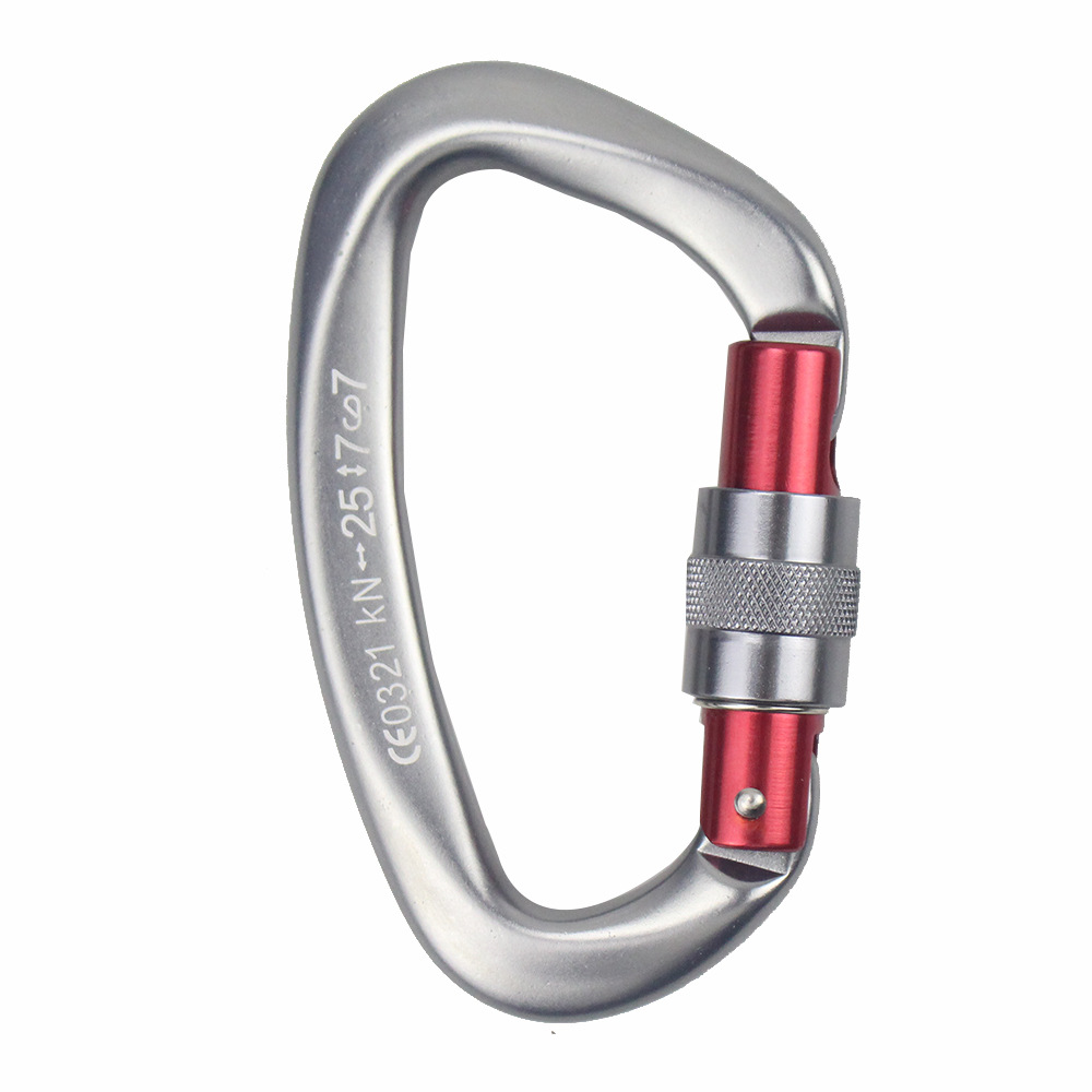 Picture of D-shaped 25KN mountaineering main lock 7075 aviation fast hanging aluminum buckle outdoor rock climbing equipment multi-function safety lock