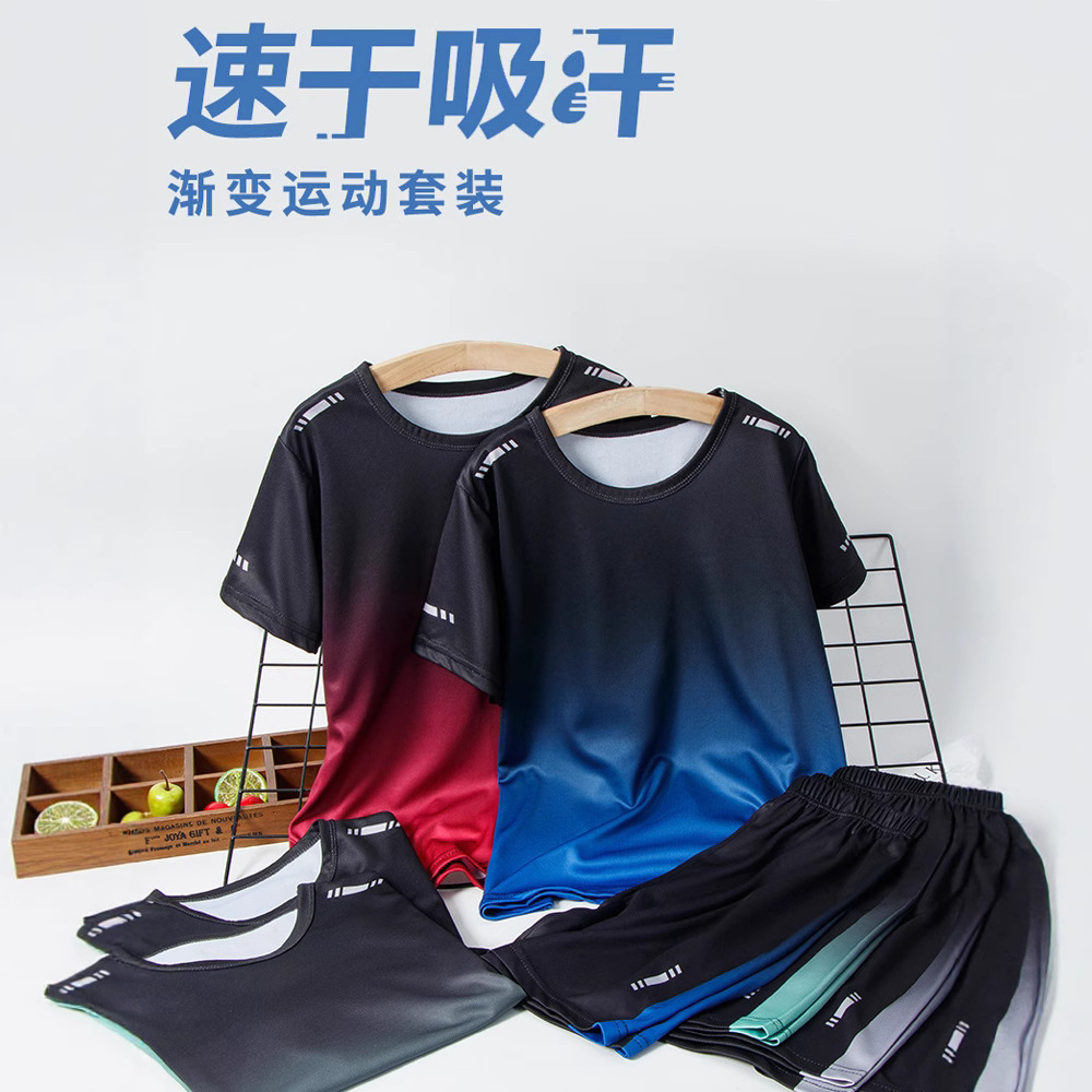 25 Summer Kidsren's Quick-Drying Short-Sleeved Suits for Older Kidsren, Sportswear, Teenagers, Junior High School Students, Basketball and Football Uniforms, Family Wear