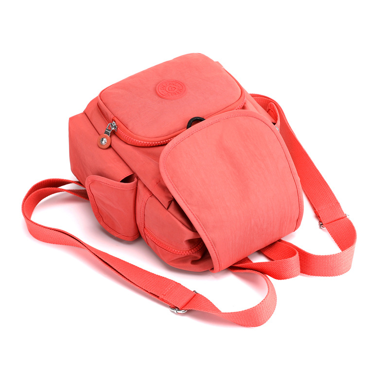 Picture of New multi-pocket women's backpack lightweight waterproof nylon cloth bag versatile candy color student schoolbag commuter bag
