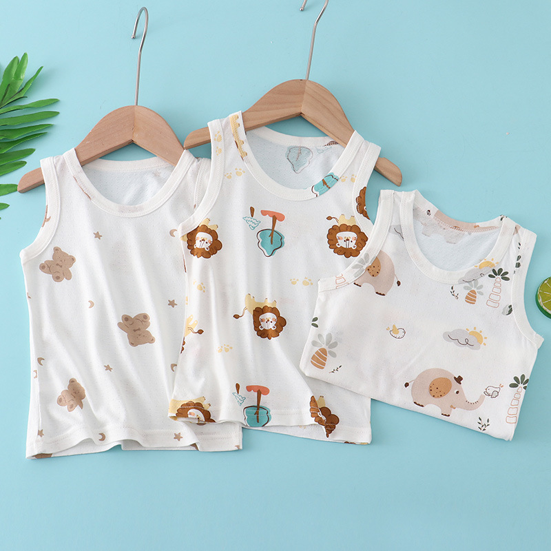 Picture of JX Children's Vest Boys' Slub Cotton Inner Wear Girls' Baby Summer Thin Children's Base Shirt Sling Vest Trendy
