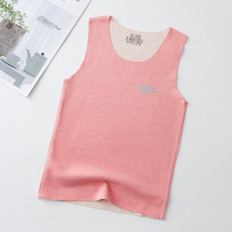 Picture of Children's silk vest autumn and winter girls' brushed bottoming shirt men's seamless cashmere underwear children's warm baby vest
