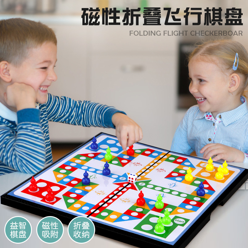 Picture of Children's Magnetic Folding Flying Chess Primary School Kindergarten Portable Five Beast Jumping Chess Educational Toys
