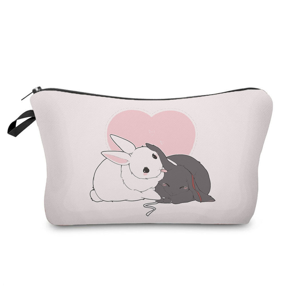 Picture of Trendy cartoon new rabbit printed cosmetic bag fashionable cute drop-resistant storage bag large capacity wash bag