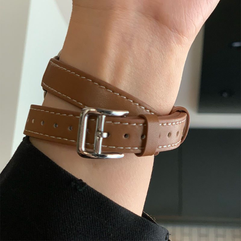 Picture of Suitable for Apple Watch Band Apple watch9/8/7/6/4 Slim-Fit Double-Circle Slim Waist Apple Leather Watch Band